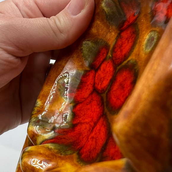 Vintage Splatter Painted Handmade Glazed Ceramic Ash Tray Cottage Core Boho MCM - Picture 4 of 11